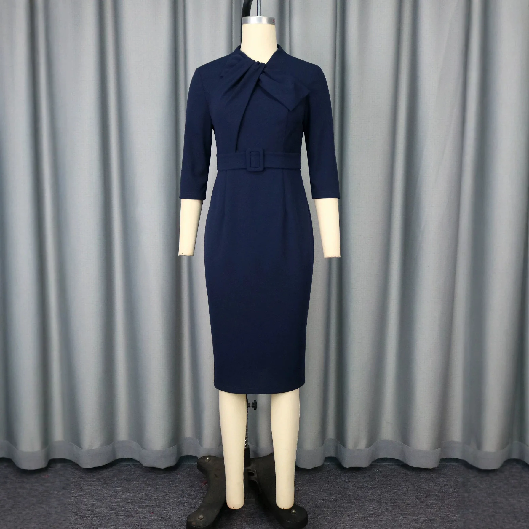 Autumn. Fashionable Smart Fit Body Clothes With Bow Tie Waist For A Smartming Commuting Look Addresses Clothing Lace Robe