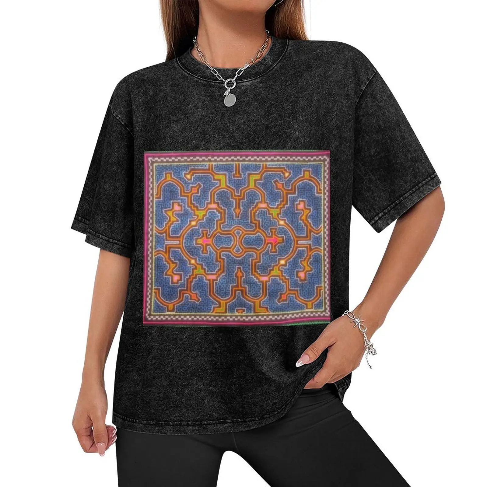 PERUVIAN SHIPIBO STYLE PATTERN PRINT SHAMAN ayahuasca T-Shirt custom shirt plus size tops fitted t shirts for men