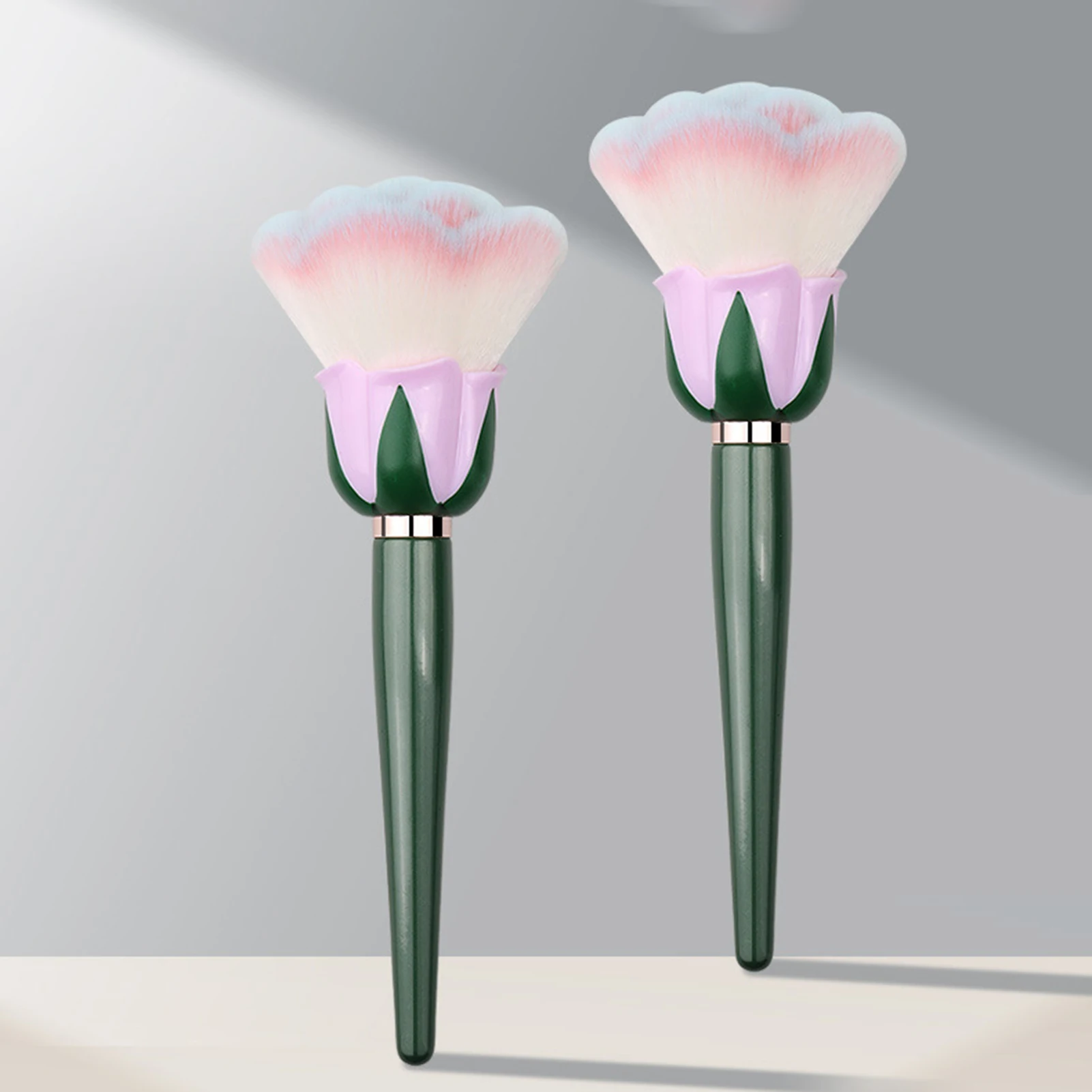 แปรงแต่งหน้าด้ามไม้รูปดอกกุหลาบ สำหรับแต่งเล็บ ปัดฝุ่น แป้งปัดแก้ม ดีไซน์เรียบง่าย สร้างสรรค์ มีเอกลักษณ์