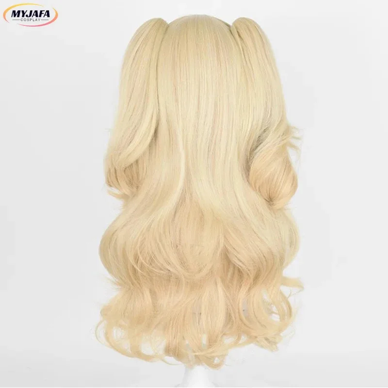 Candy 2025Aihara Yuz Peluca de Cosplay Anime Rubio claro largo con coletas dobles pelo sintético resistente al calor pelucas de Halloween + Wi