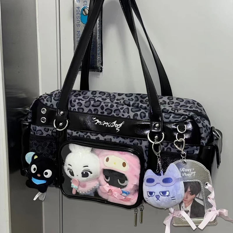 

Japanese Itabag Lolita Transparent Tote Bag Fashion Diy Shoulder Bag Y2k Cute Sweet Crossbody Bag Retro Leopard Print Handbag