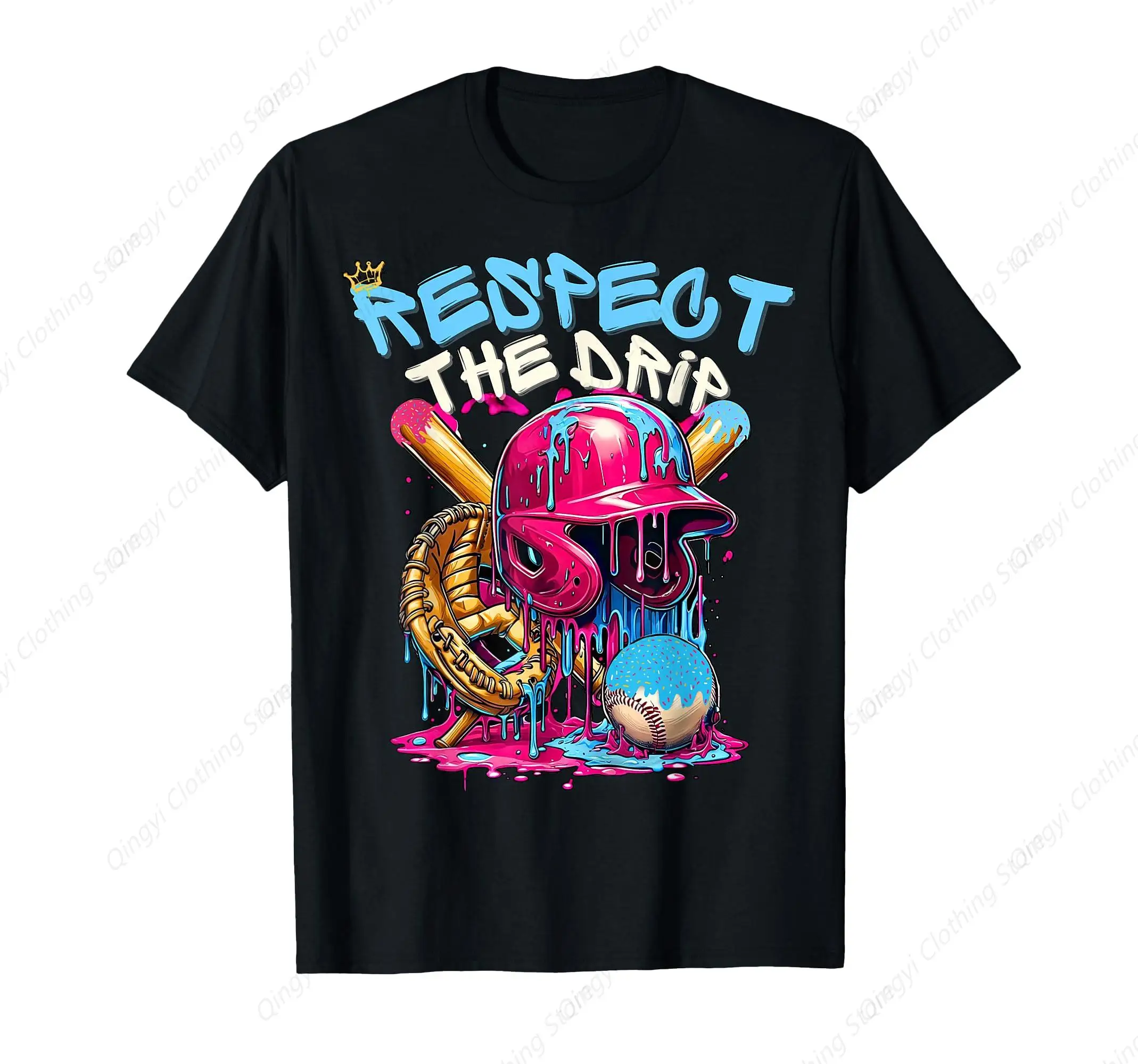 

Baseball Drip Ice Cream Drip Youth Baseball T-Shirt