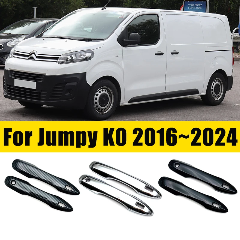 

For Citroen Jumpy K0 Dispatch 2016~2024 2017 2019 Anti-scratch Carbon Fiber Chrome Fiber Door Handle Covers Trim Car Accessories