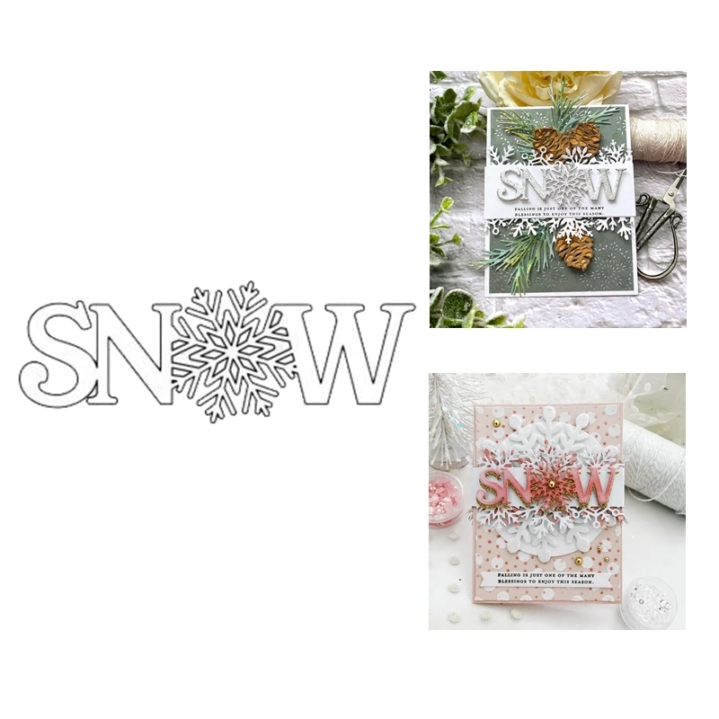 Christmas Snow Words Metal Cutting Dies Scrapbooking for Paper Making Frames Card Craft no Stamp