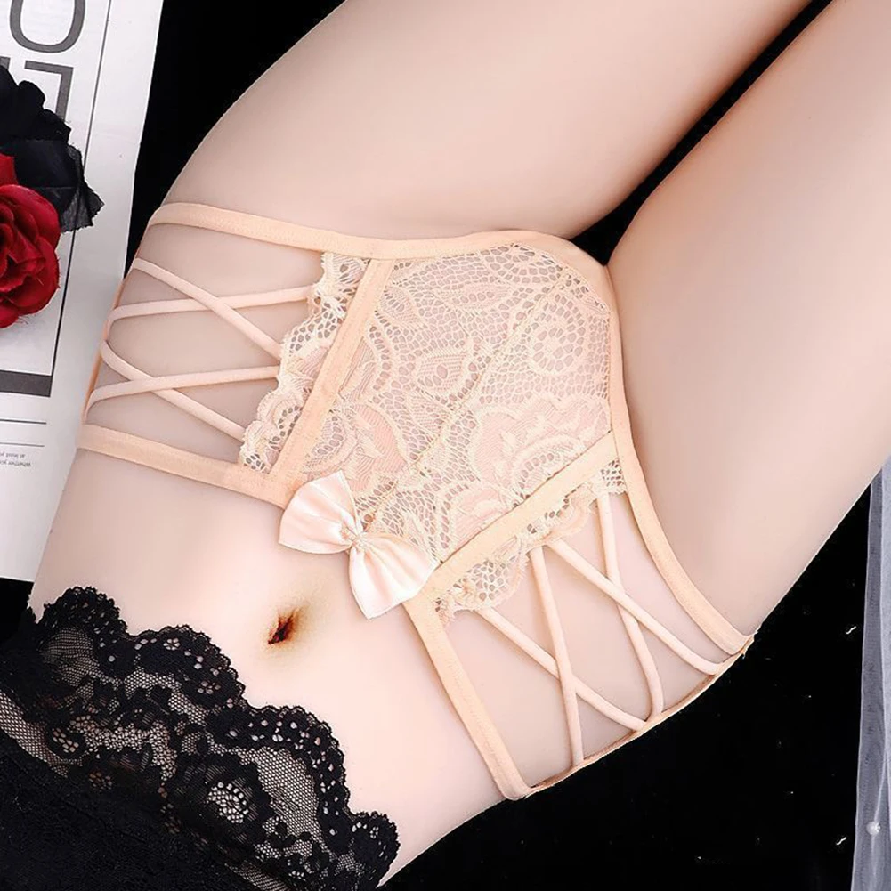 Women Sexy Cross Strap Thong Comfortable Underwear  Floral Sexy Low Waist Hollow Out Lace Panties Intimates Erotic Lingerie