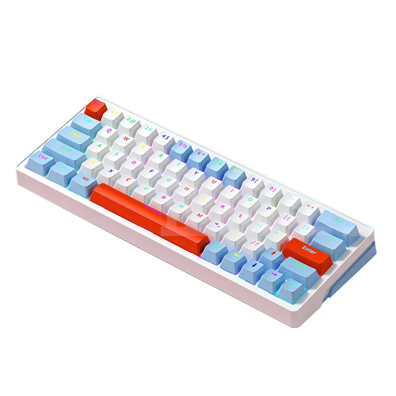 Clavier sans fil RVB remplaçable à chaud, Bluetooth, jeu d'ordinateur filaire, e-sports, arbre personnalisé, mécanique, 63 touches, 2.4G