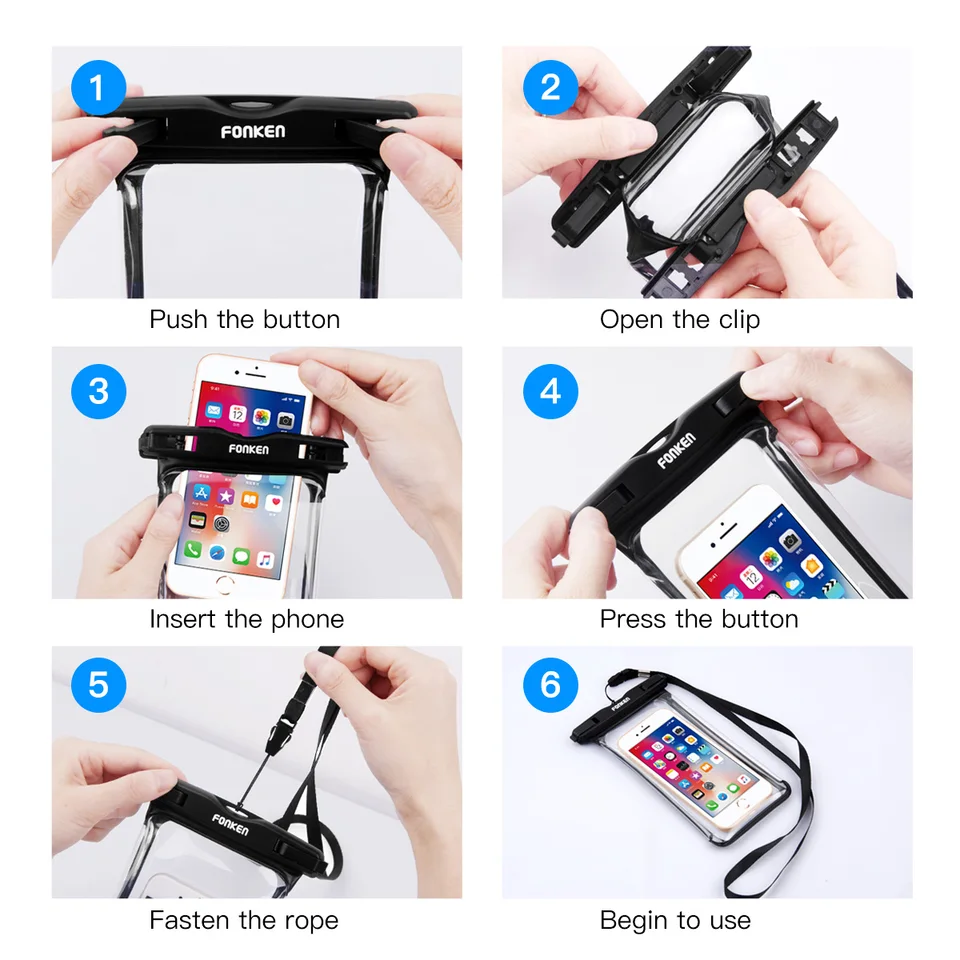 Bolsa universal impermeable para teléfono, funda tipo bolsillo, seca bajo el agua, compatible con Apple iPhone, Huawei, Xiaomi, Samsung 2