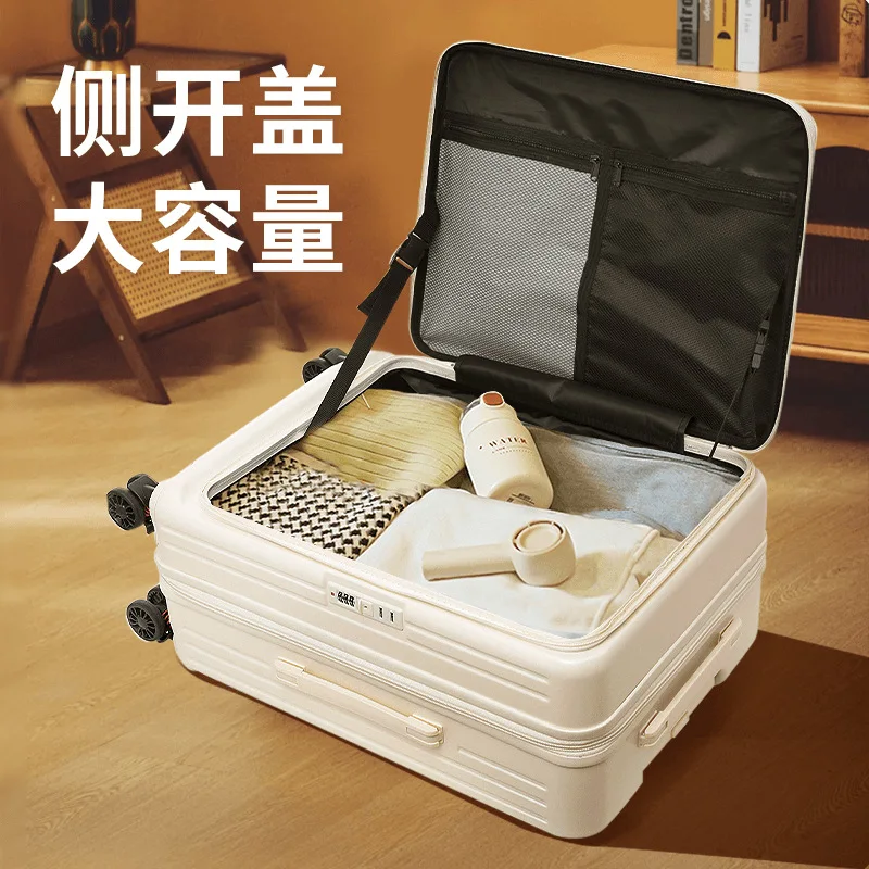 

Чемоданы с боковым открытием, расширяемые, многофункциональные, на колесиках, 20-дюймовые дорожные чемоданы, ручная кладь для мужчин и женщин