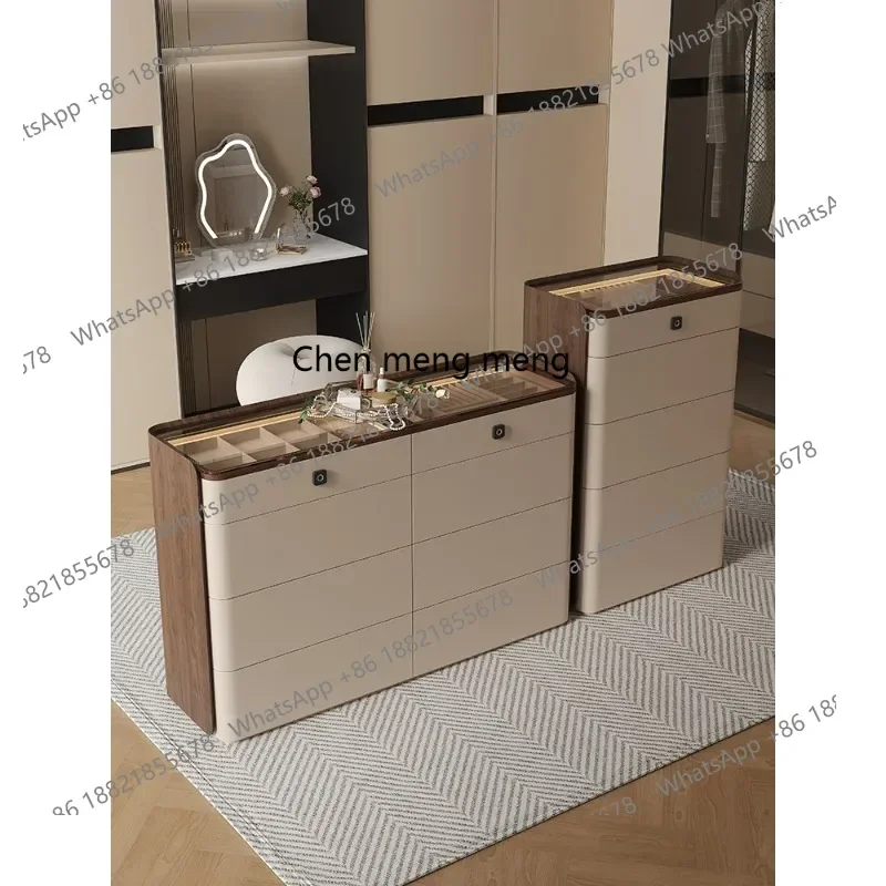 D178 d06 Italian Style Solid Wood Eight-Drawer Cabinet Minimalist Jewelry Cabinet Bedside Storage Cabinet Drawer Organizer