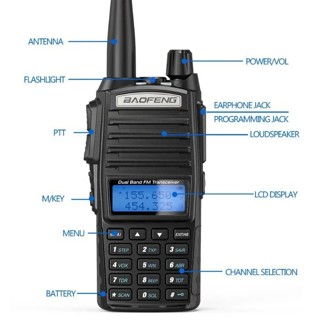 

Baofeng UV-82 8W 5W High Power Walkie Talkie Dual Band VHF UHF Tri Power Portable Hunting PTT UV-5R Ham Two Way Radio Hunting