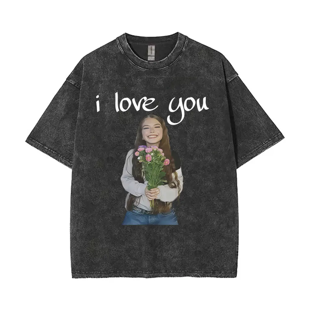 

I Love You Zahide Vintage Washed T-shirt Men's Women Clothing Casual Cotton Short Sleeve T-shirts Unisex Fashion Trend T Shirts
