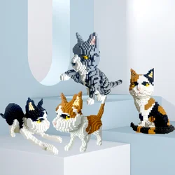 Variety of Pet Cat Models Building Blocks Toy:Captivating Cat Expressions, Fun Orange & Cow Patterns, Kid-Friendly, Unique Gift