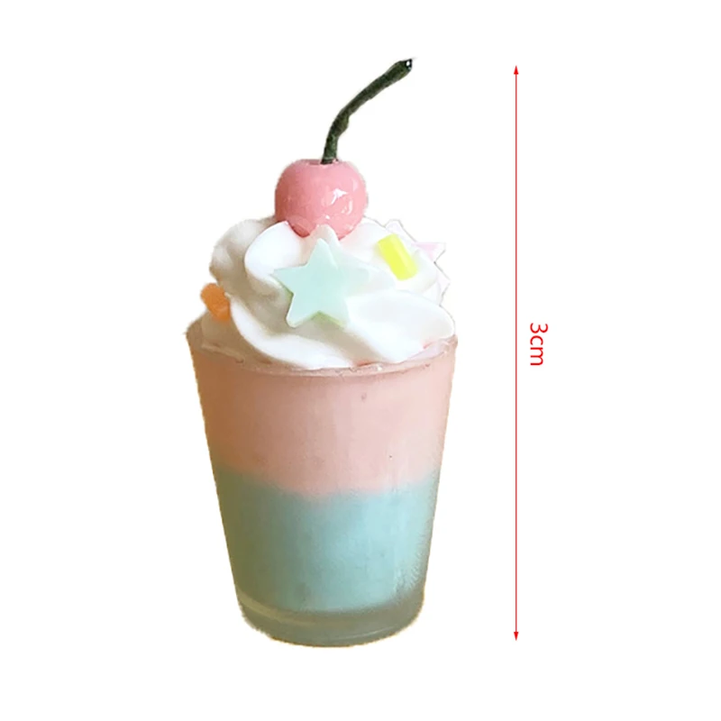 Taza de helado de cereza en miniatura para casa de muñecas, accesorio de cocina para muñecas, 1:6/1:12, 1 ud.