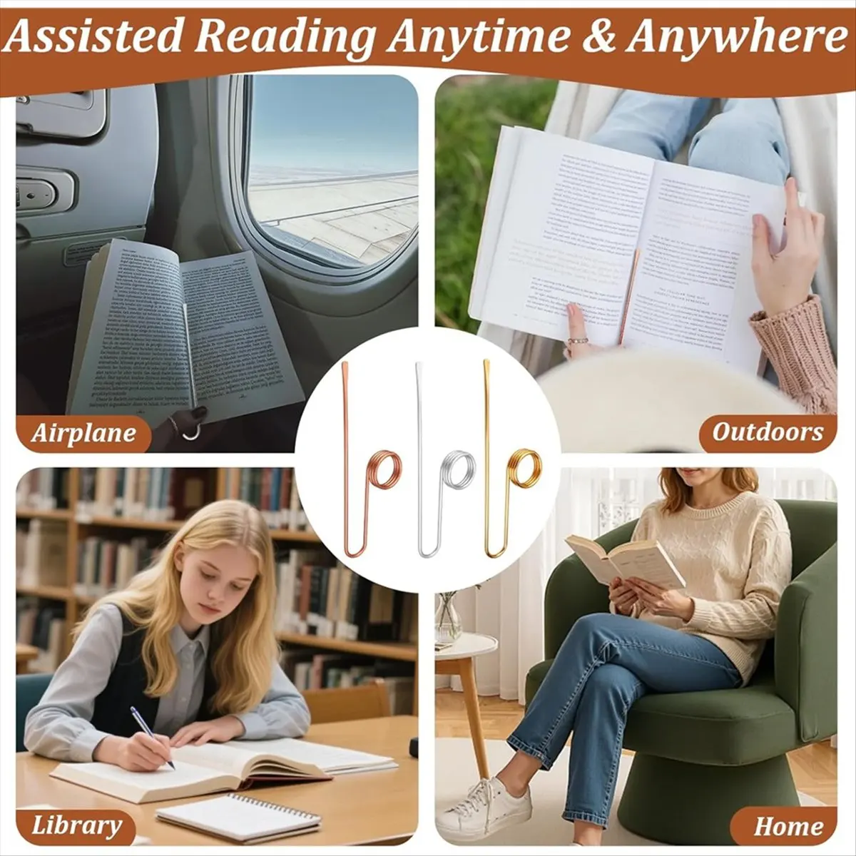 

Okay 3Pcs Book Holder Ring, Metal Thumb Book Page Holder, Lightweight-Ring Book Opener for Reading, for Book Lovers