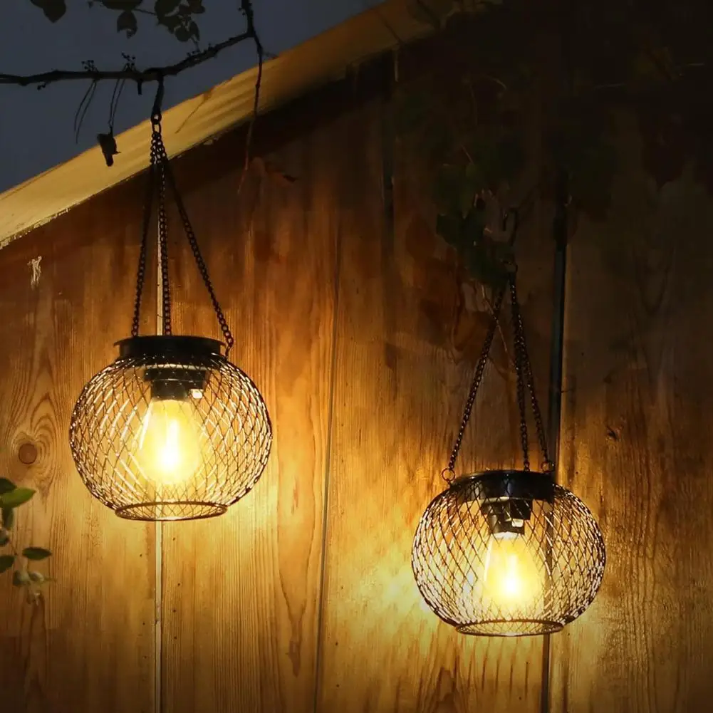 Solar Lantern LED Light Outdoor Waterproof Garden Lamp For Patio Yard Decor Hanging Hollow Woven Design Lantern Decoration