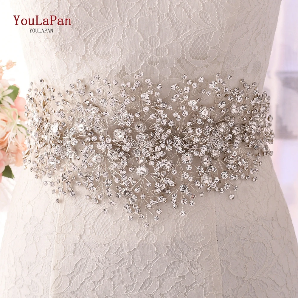 YouLaPan-Cinturón de lujo hecho a mano para vestido de novia, faja ostentosa con diamantes de imitación, accesorios de joyería para fiesta, SH240