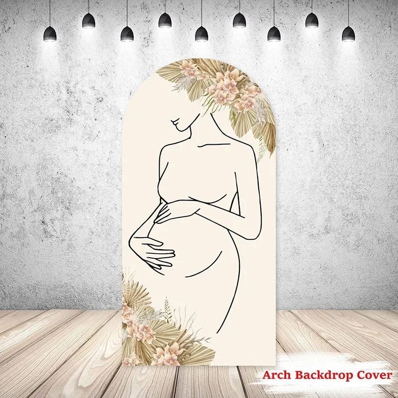 

Mehofond Custom 2-Sided Pregnant Woman Silhouette Birthday Party Baby Shower Covers Chiara Arch Wall Decor Backdrop Photo Studio