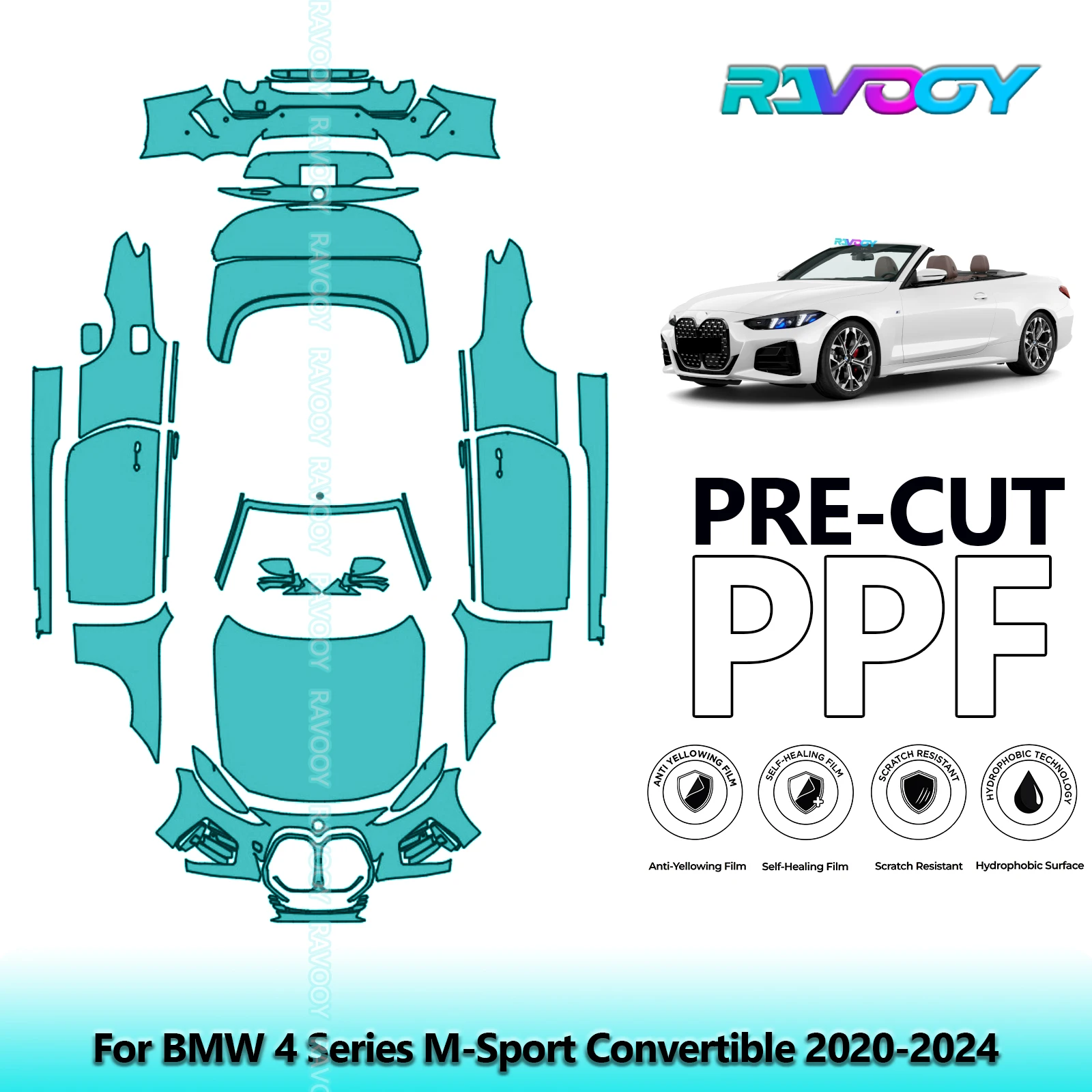 

8.5Mil Precut PPF Kit Full Vehicle For BMW 4 Series M-Sport Convertible 2020-2024 Paint Protection Film