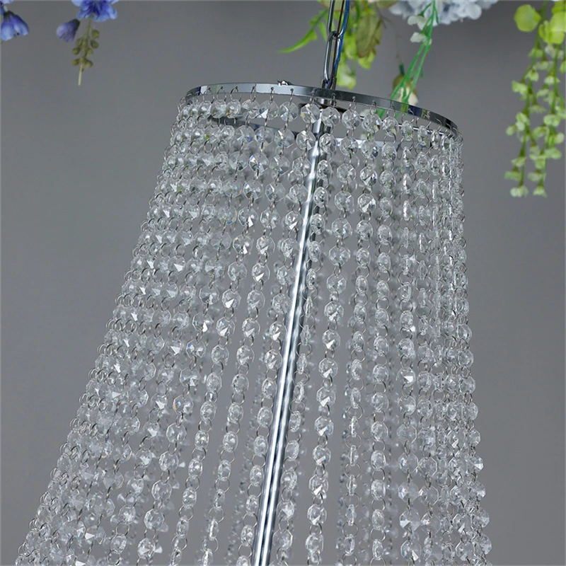 Lampadario moderno con perline di cristallo rotonde argento Lustre di ferro soggiorno cucina lampada a sospensione apparecchi di illuminazione per