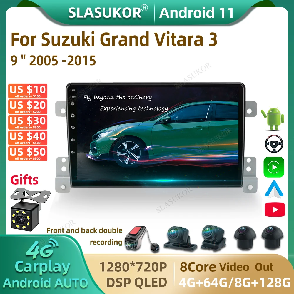 9 Inch For Suzuki Grand Vitara 3 2005 -2015 Android Car Radio Multimedia Video Player Car Audio Stereo Player Navigation