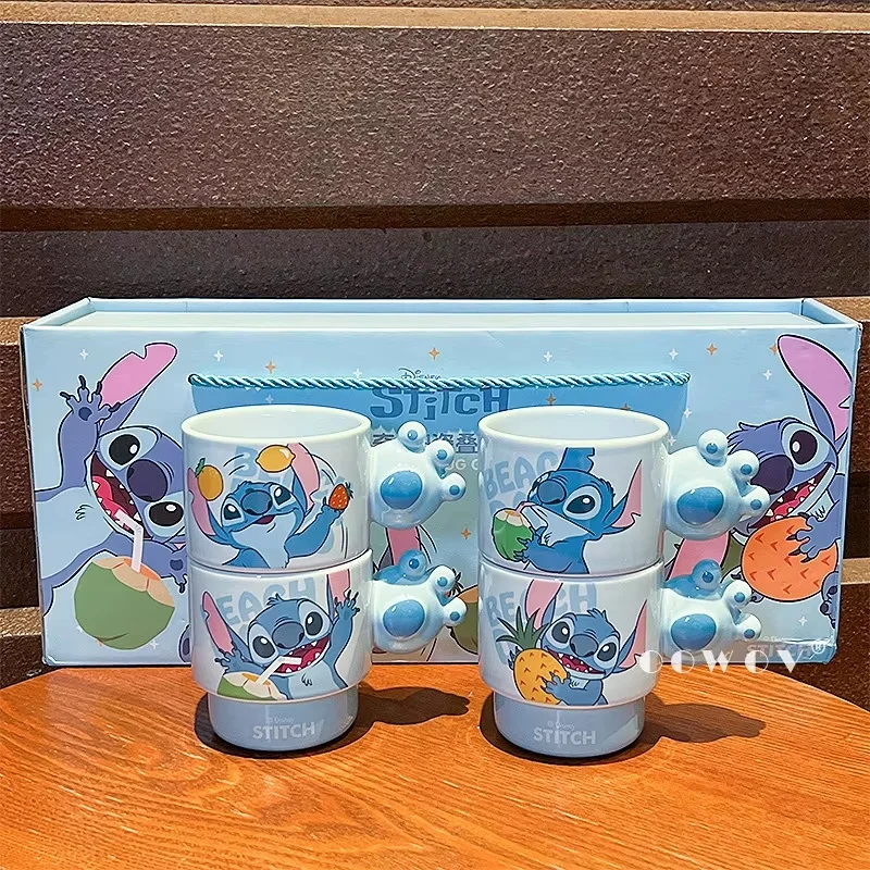

Штабелируемые керамические кружки Disney Stitch, высококачественные чашки для воды для пар, подарок на день рождения, домашняя кухня, столовая, бар, посуда для напитков, кофейная чашка