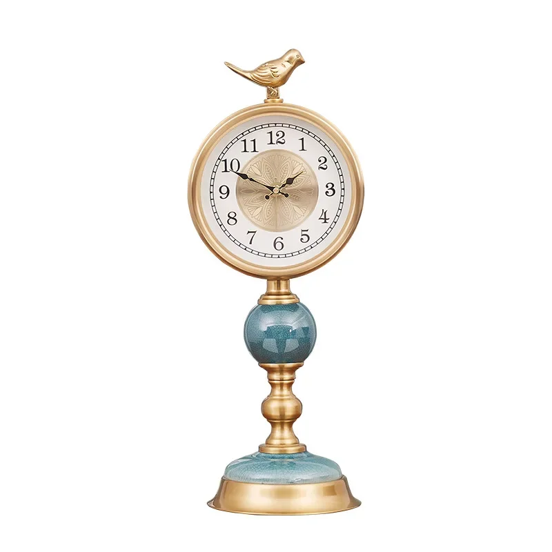 American vintage ceramic fashion table clock European creative countertop clock home ornament clock