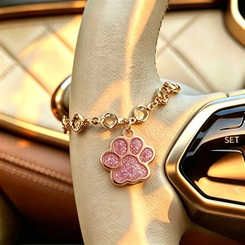 Vintage Paw Print Car Hanging Ornament, Steering Wheel Pendant, Stylish Auto Interior Accessory, Nice Holiday Gift for Car Decor