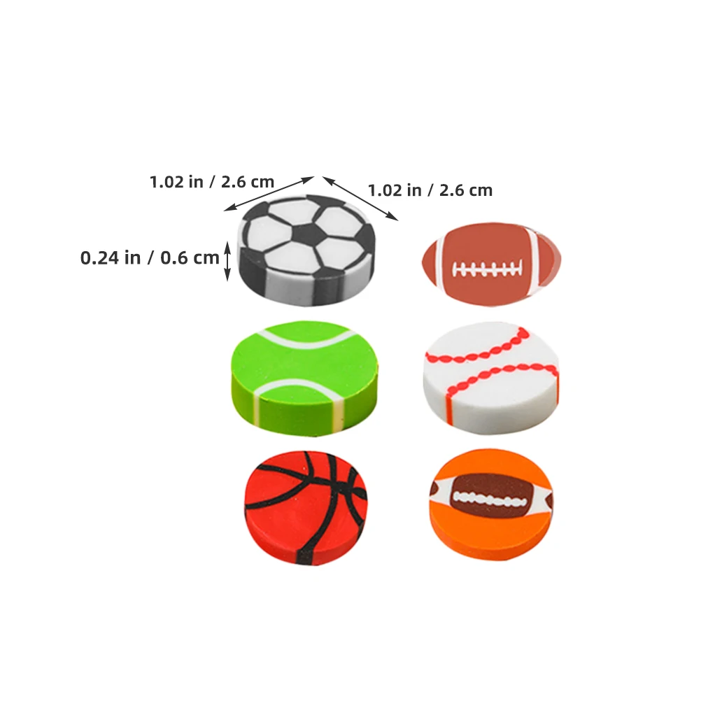

120pcs Cartoon Ball Multi-Function Mini Pencil Erasers Portable Daily Use Wear-Resistant For School Students Party Favors Kawaii