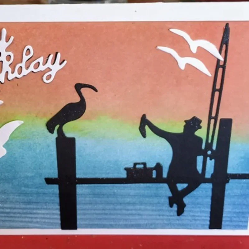 Fisherman Metal Diy Cutting Dies Scrapbooking Paper Card Embossing Crafts