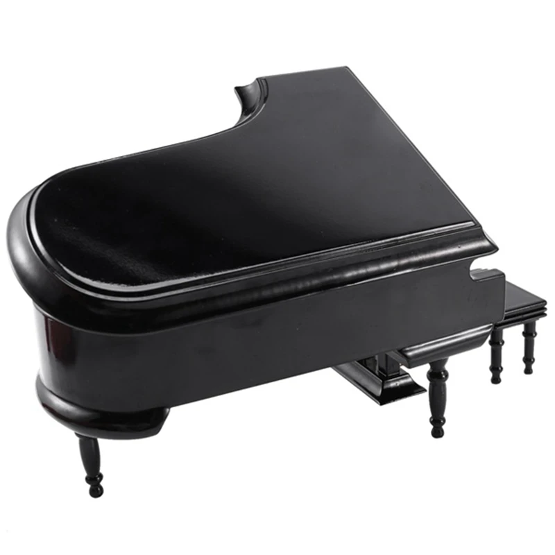 Miniature Grand Piano Model Kit Musical Instrument With Chair,For Home Office Decoration(Black, Without Music) Large