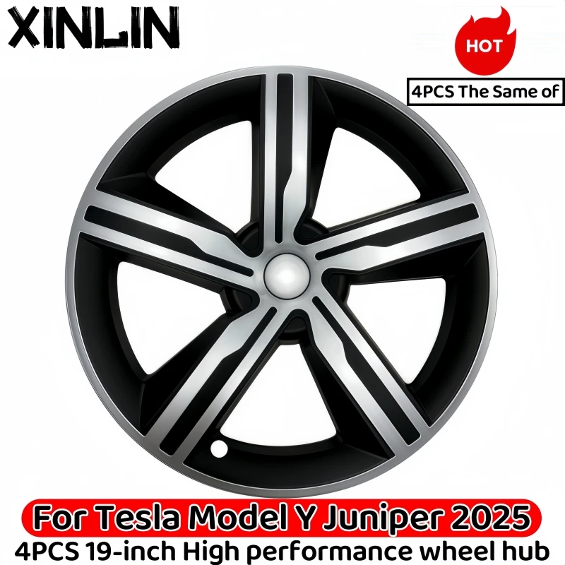 

XINLIN 4PCS 19 Inch For Tesla Model Y Juniper 2025 Wheel Cover Performance Replacement Wheel Hub Cap Full Rim Cover Accessories