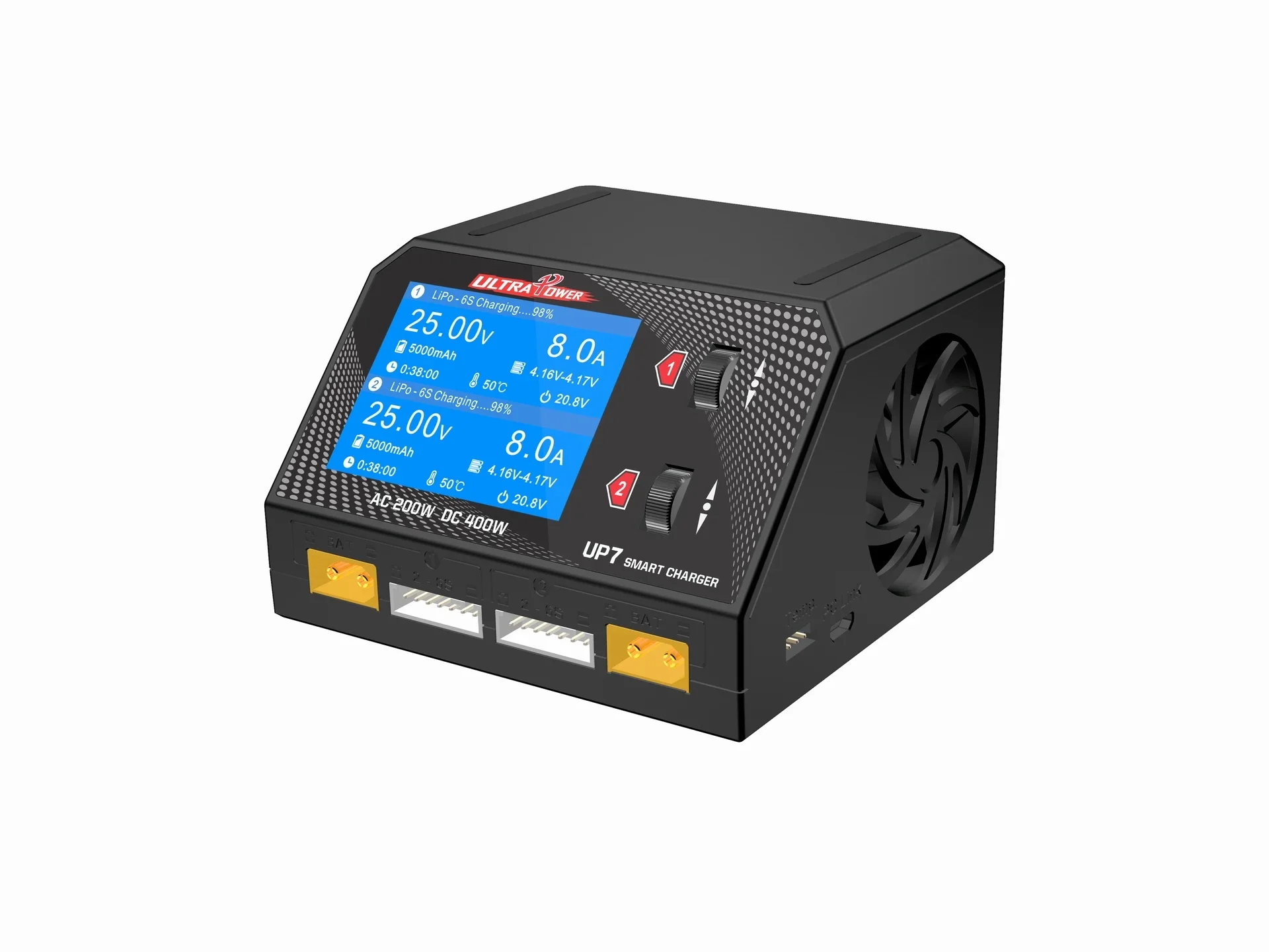 Ultra POWER UP7 400W 10A Battery Charger Dual Channel AC 200W / DC 2x200W  Smart Balance Charger Discharger