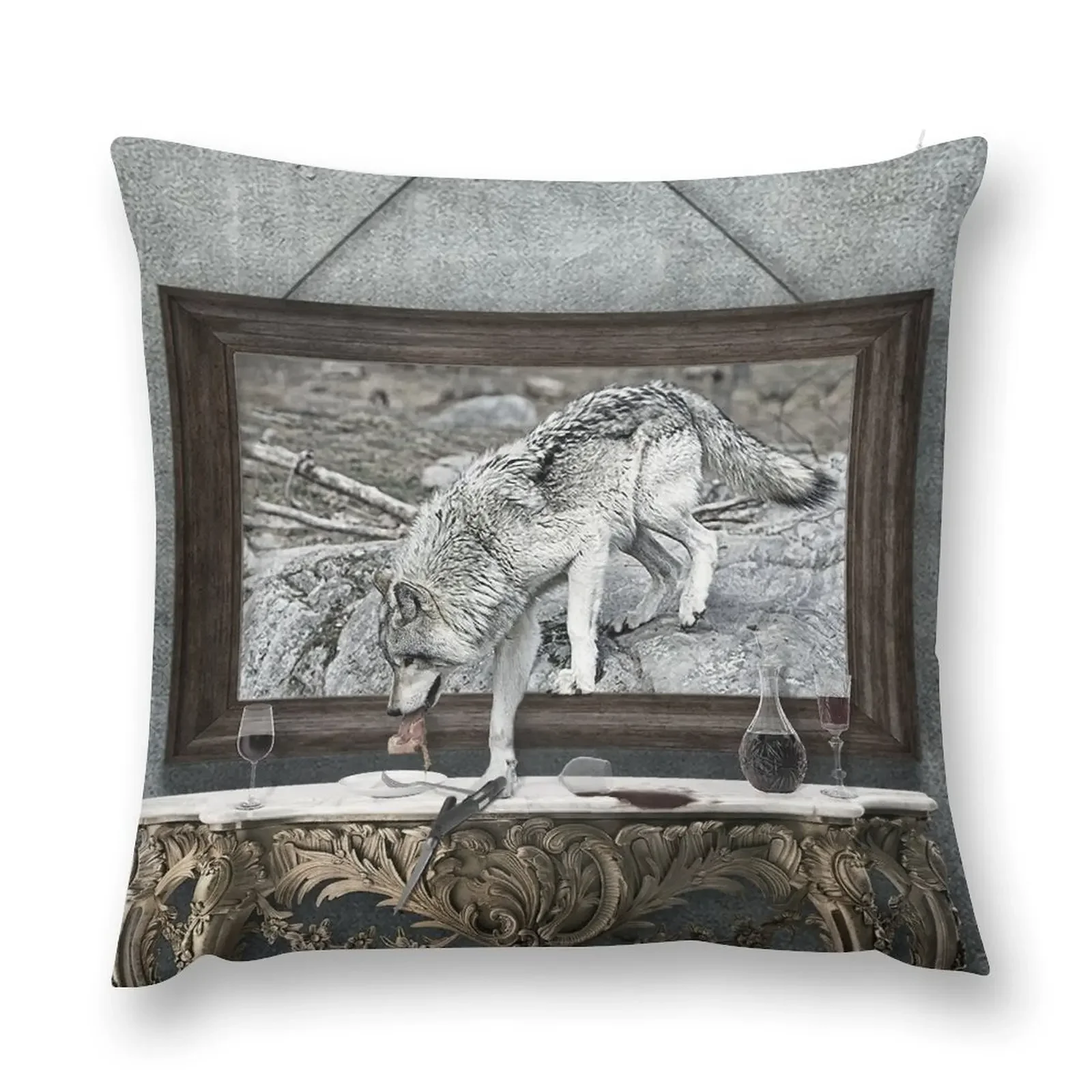 

Timber wolf Out of Frame Throw Pillow Christmas Cushion For Home Throw Pillow pillow