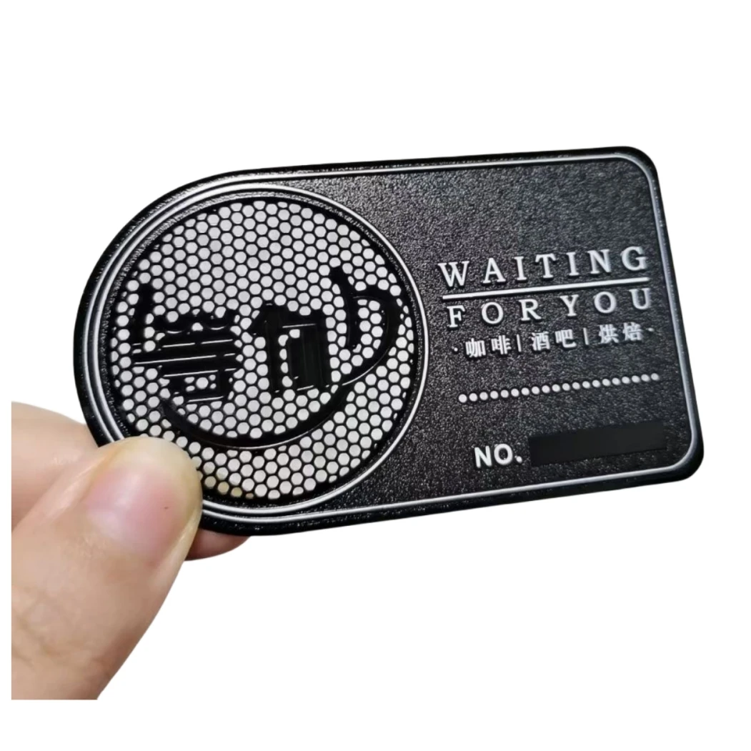 Customized inquiry Luxury Custom Cut Off Logo Laser Engraved Black Metal Card