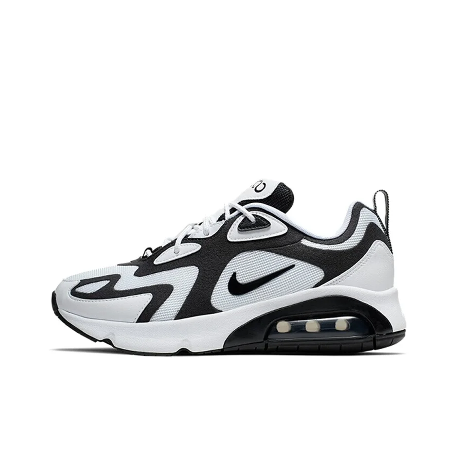 Nike Air Max 200 Vintage Lightweight Low top Running Shoes Women's Black White Blue AT6175-104