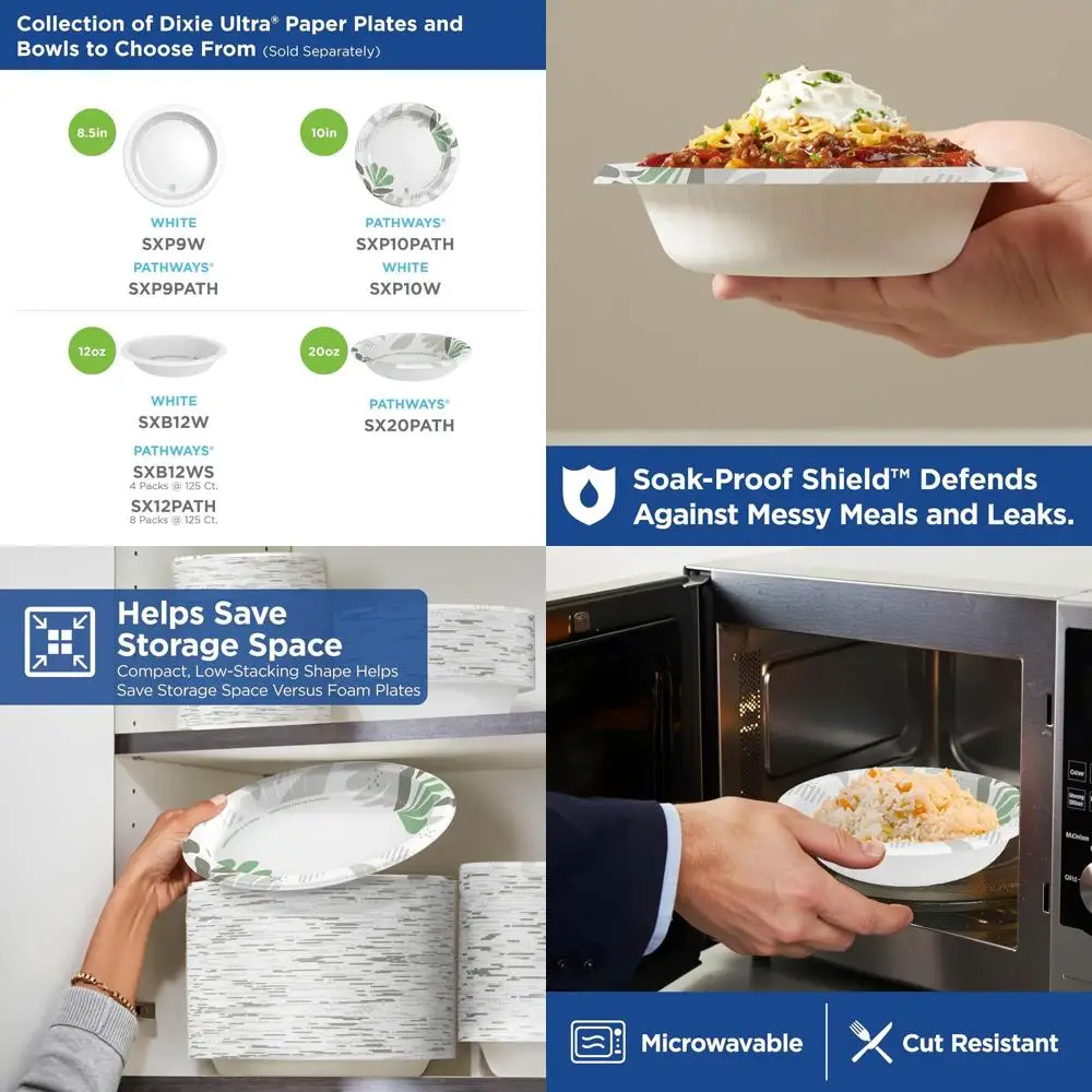 

12 oz Heavy-Weight Paper Bowls, Ways Design, 500 Count (125 Bowls Per Pack, 4 Packs Per Case)