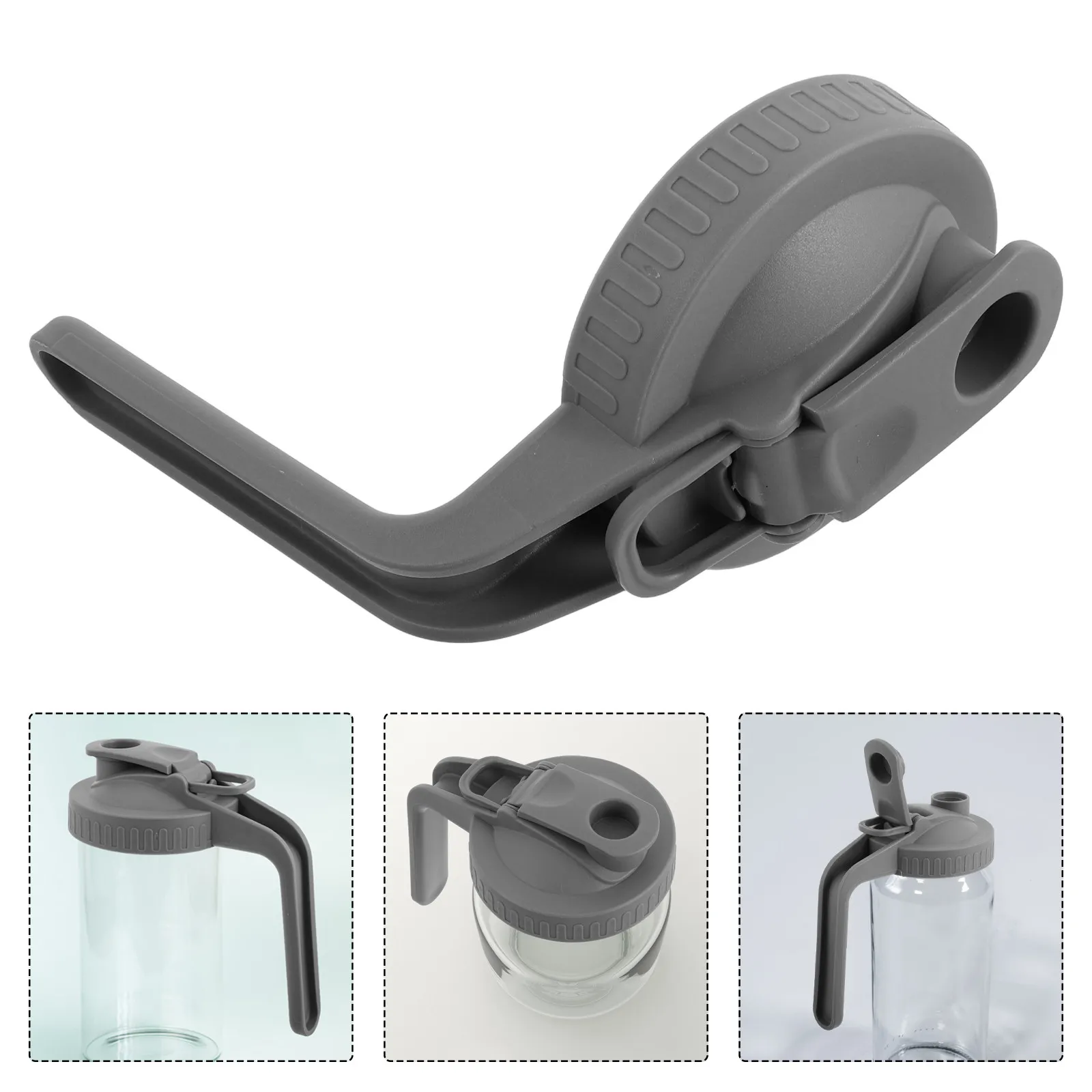 Tapa con asa para tarro de vidrio de boca ancha de 86 mm, tapa con boquilla antiderrame para jarra de té helado, limonada, café, accesorios para tarros
