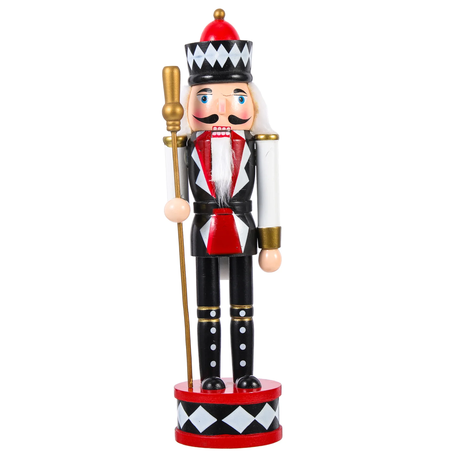 

King Nutcracker Standing Drum Outdoor Christmas Decorations Fireplace Wood Ornaments Wooden Nutcrackers Craft Puppet Toy