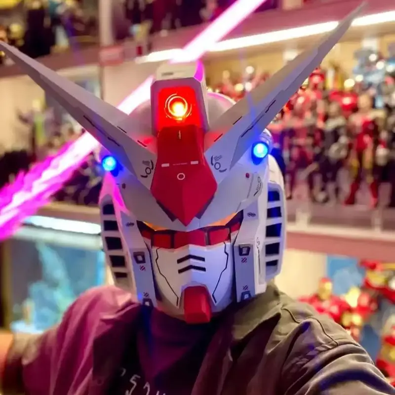

New Mecha Helmet Ready Player One Style Figurine Wearable Luminous Mask Diy Full Head Armor Costume Prop Trendy Toy Fans Gift