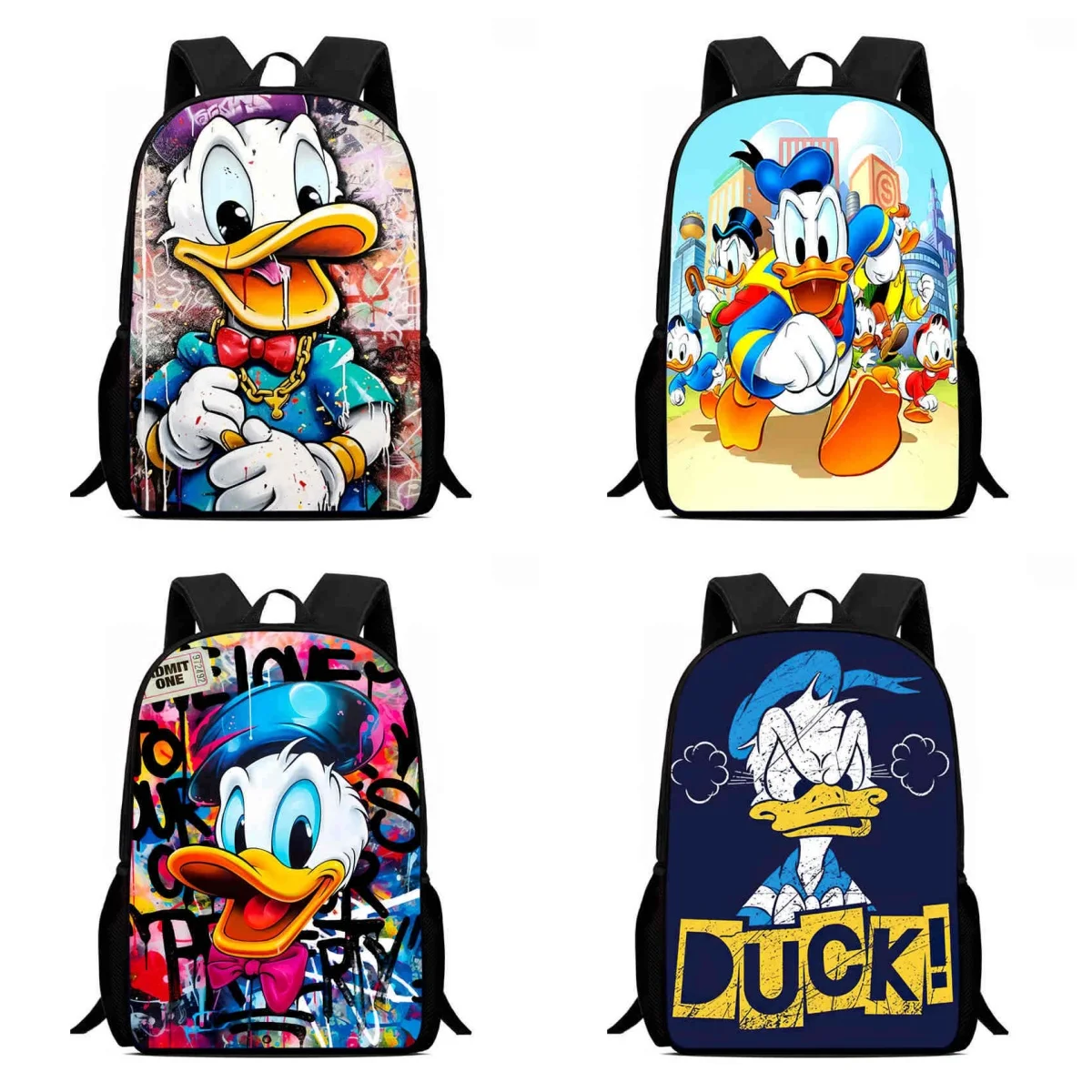 

15 in Cartoon School Bags for Boy Girl,Disney Child School Backpack Aged 5-10, Disney Donald Duck Light Weight Kids Bakpack