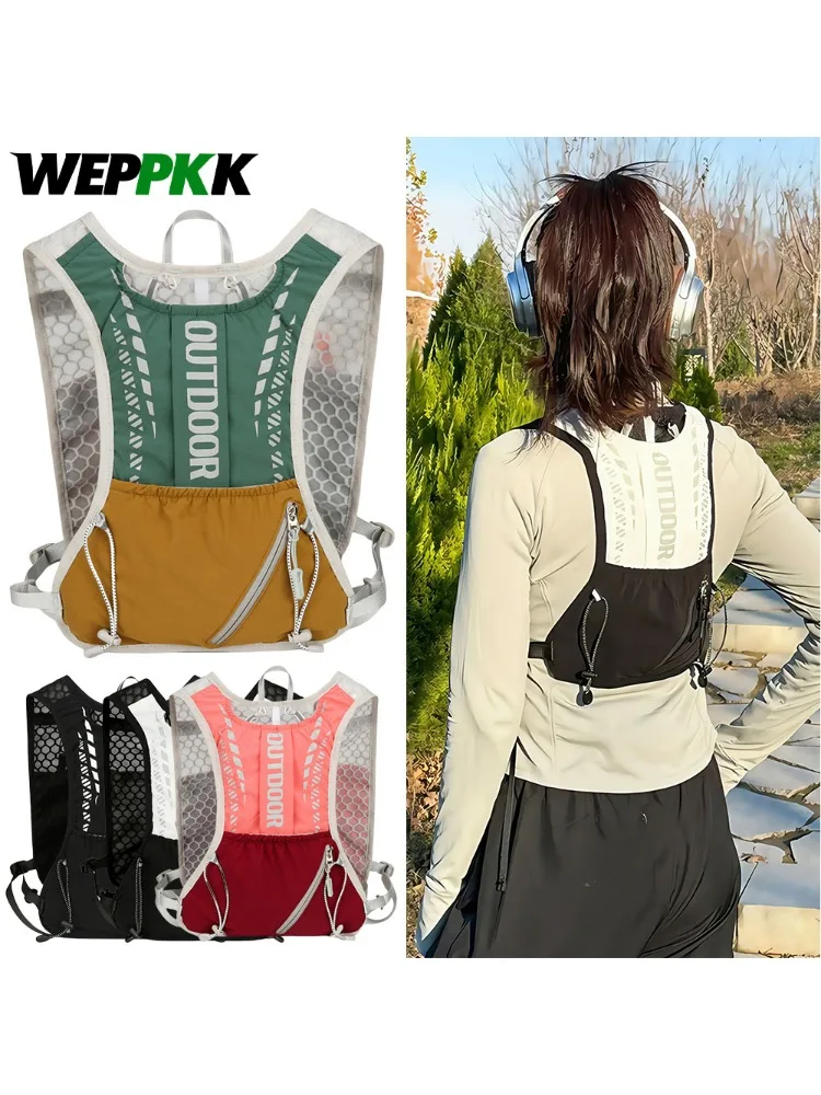 AliExpress WEPPKK 1PCS Running Vest with Reflective Strips, Lightweight Hydration Backpack for Trail Running, Marathon, Hiking, Cycling, Jogging