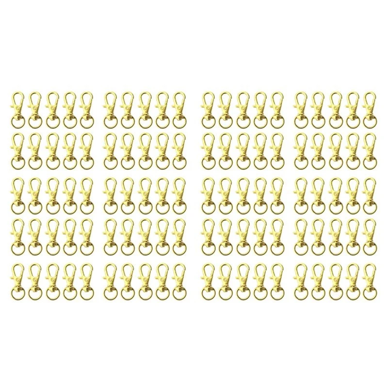 100 Pcs Swivel Clasps Lanyard Snap Hook,Metal Swivel Lanyard Snap Hook Lobster Claw Clasp Gold