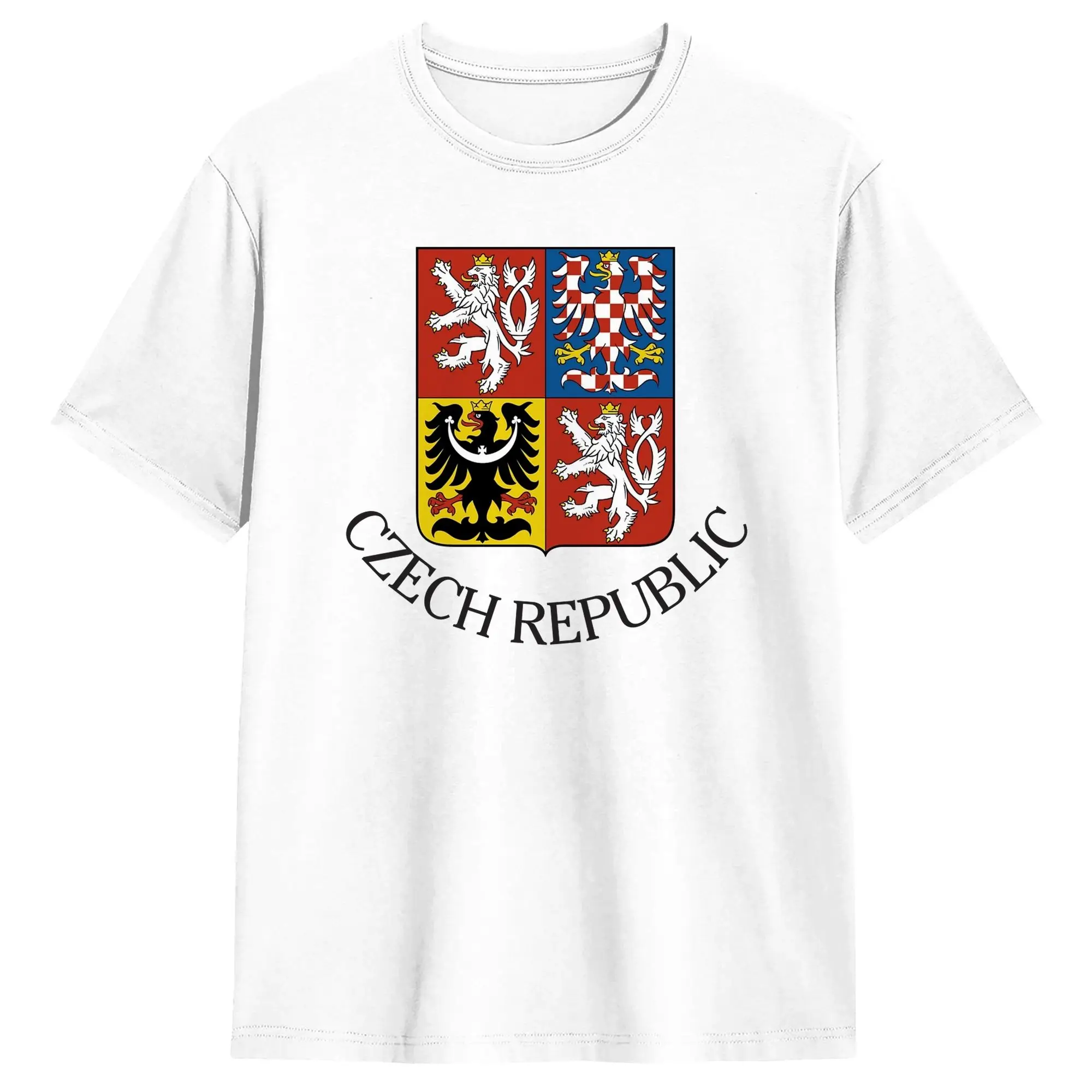 Mens T-Shirt Coat of Arms of Czech Republic T Shirts Fashion  Beach Tees Streetwear 100% Cotton Clothing Birthday Present