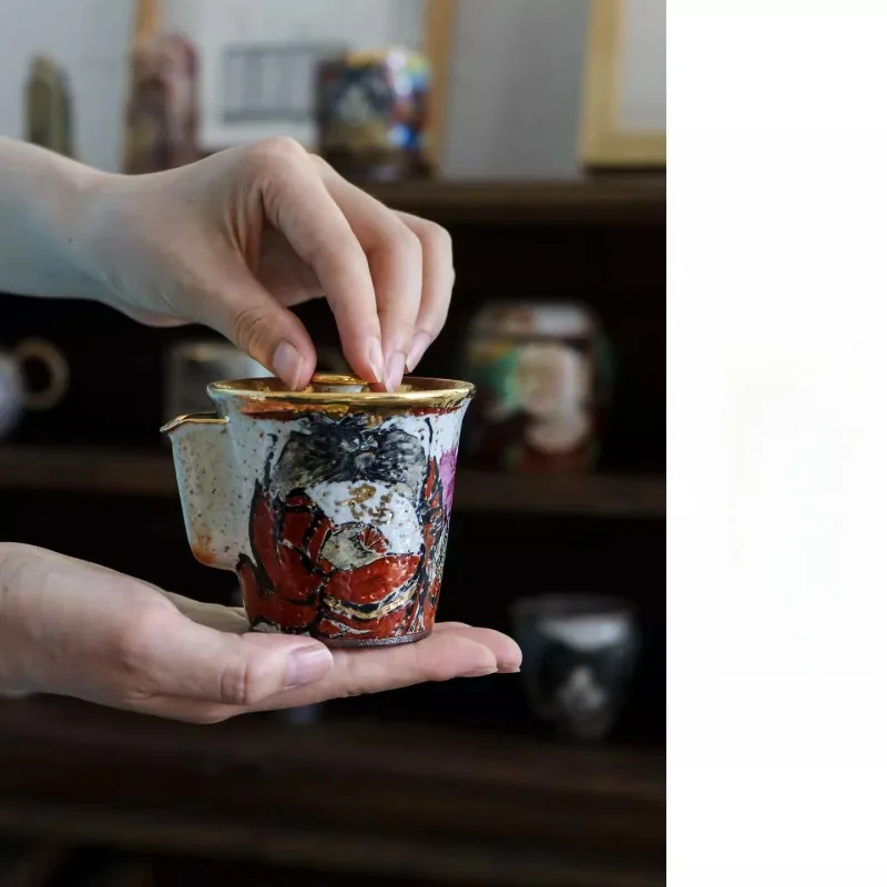 

Burning hand-painted cover bowl, glaze color, hand-held pot, kung fu tea set, high-end gift box