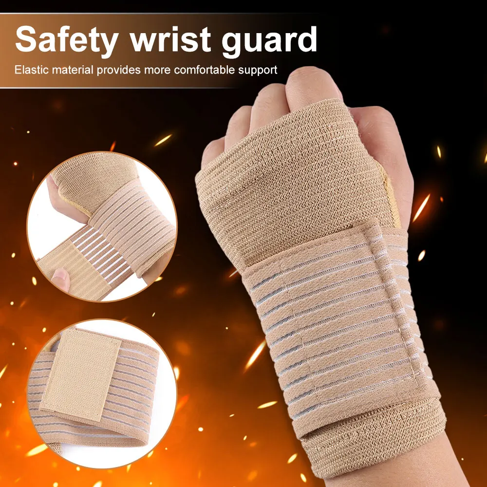 

2pcs Elastic Wrist Support with Strap Carpal Tunnel Wristband Adjustable Wrist Brace for Arthritis and Tendinitis Joint Relief