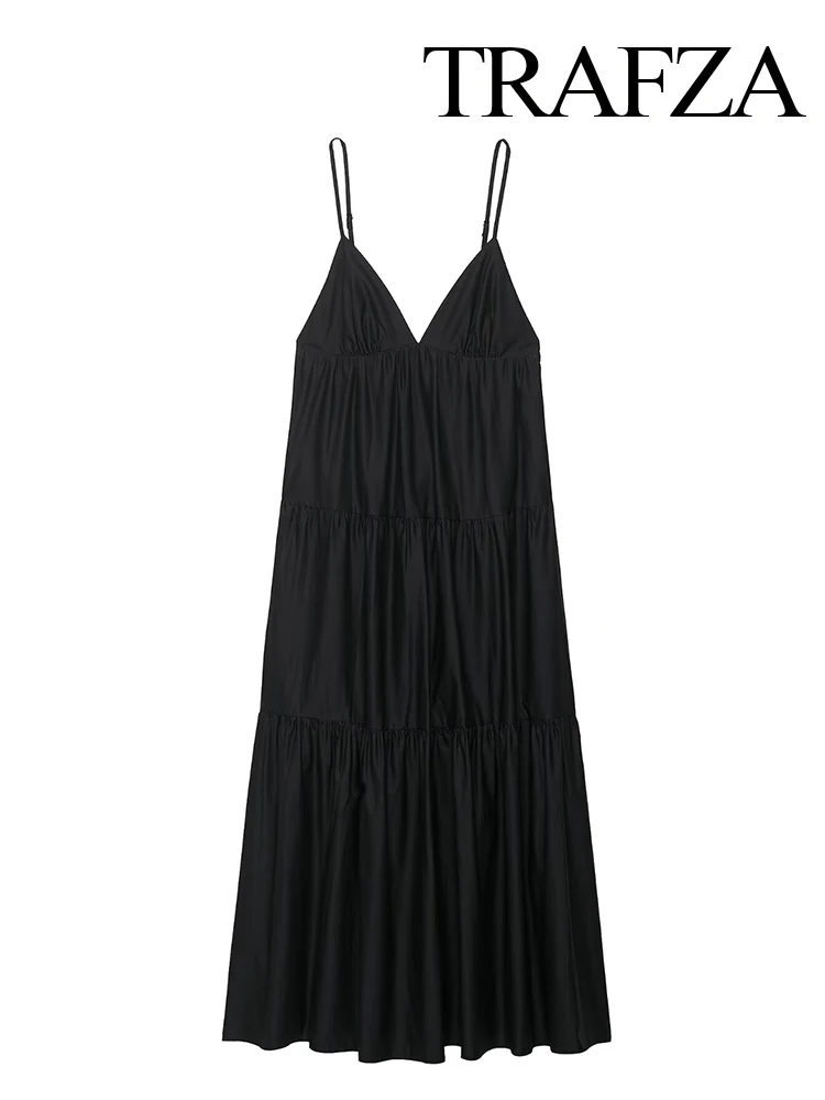 

HH Summer Women Splicing Zipper Pleated Design Chic Sling Dress 2025 Woman Fashion Sexy Sleeveless Backless Slim Long Dress