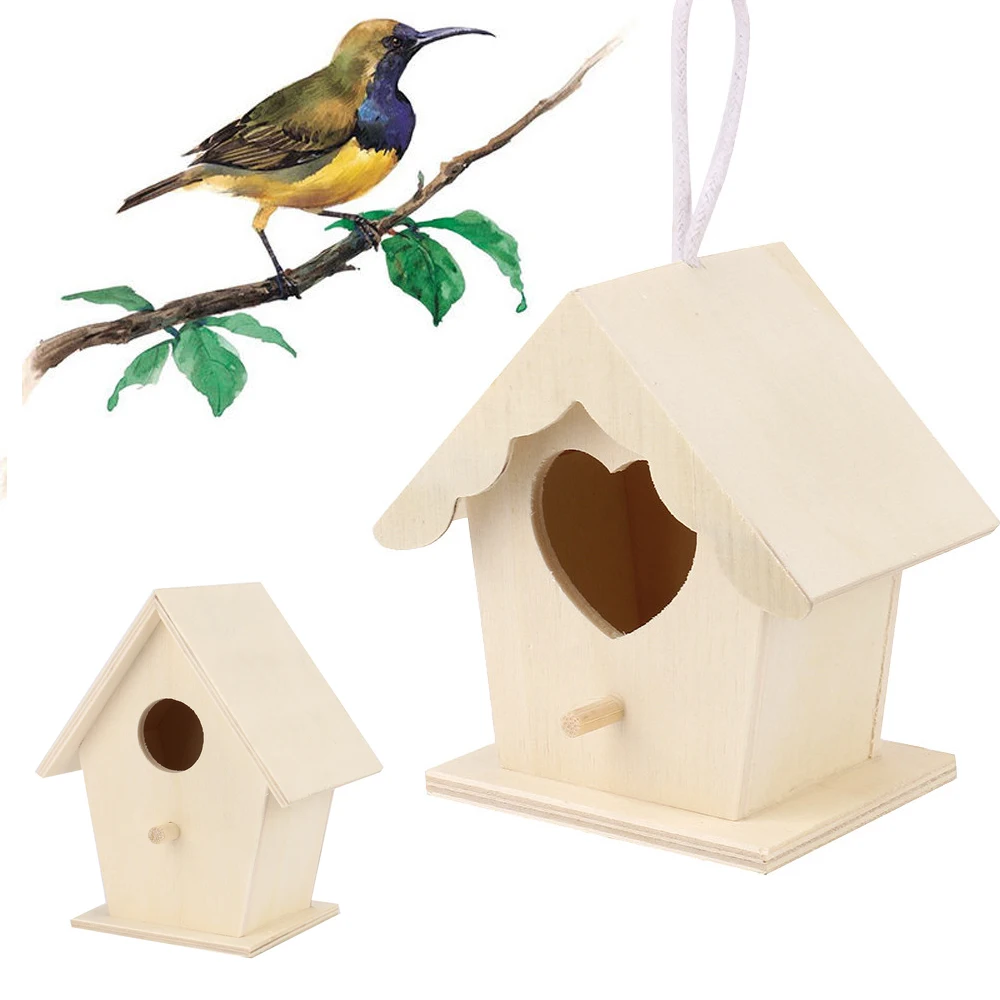 Bird Nest Garden กรงนกไม้แขวนกลางแจ้ง Birdhouse กล่อง Garden Yard ตกแต่งอุปกรณ์เสริมสําหรับสัตว์เลี้ยงกรงนกไม้