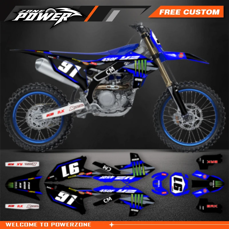 

Powerzone для Yamaha YZF 450 2023 2024 2025 YZF 250 2024 2025 2026 мотоциклетные графические наклейки, наборы наклеек 02