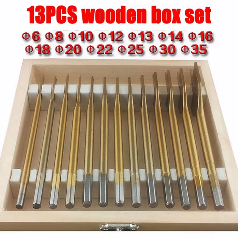 A63X-13 PCS Flat Drill Bit Set Woodworking Titanium-Plated Electric Drill Special Wood Hole Opener Woodworking Tools