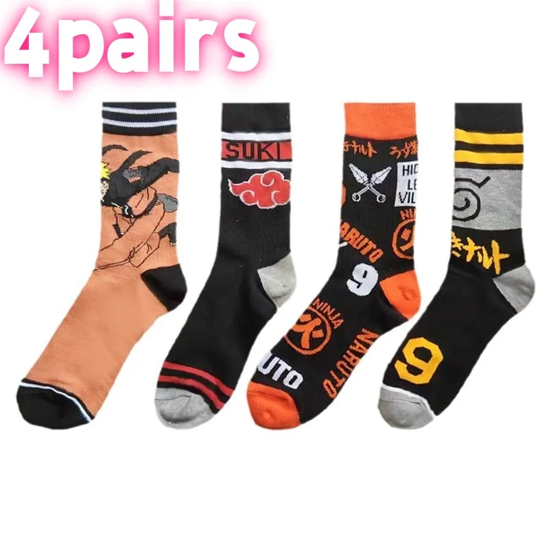 4pairsbandai الهيب هوب الشارع نمط أنيمي الجوارب الرجال النساء الجدة مضحك عادية طاقم الجوارب CuteYoga الجوارب الدراجات الجوارب